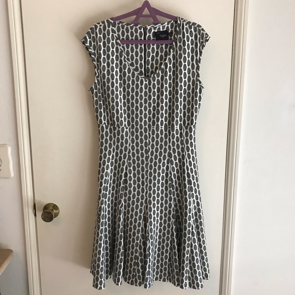 Geometric fit and flare dress